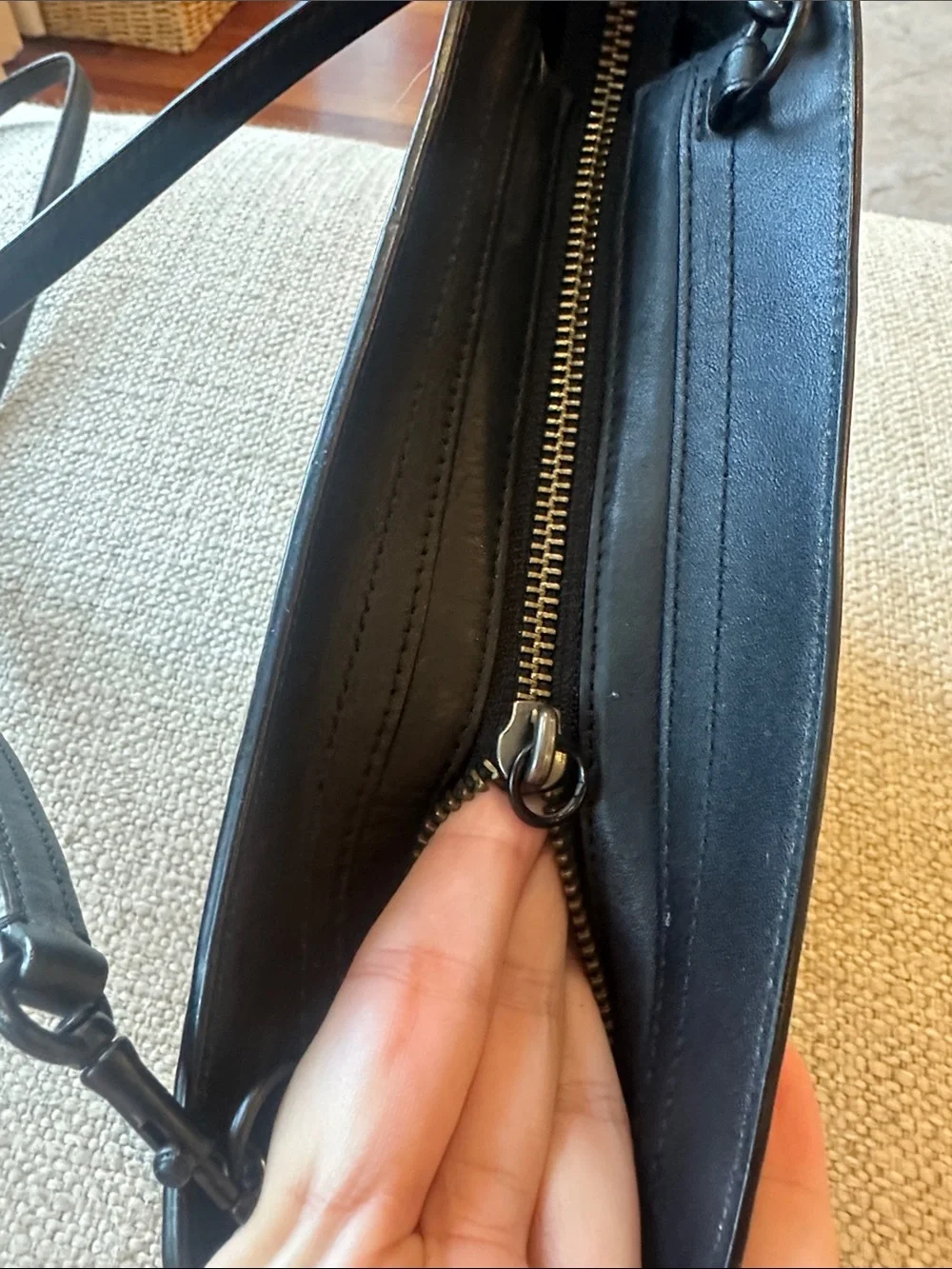 Coach Swagger Wristlet, Black Pebbled Leather - Picture 6 of 6